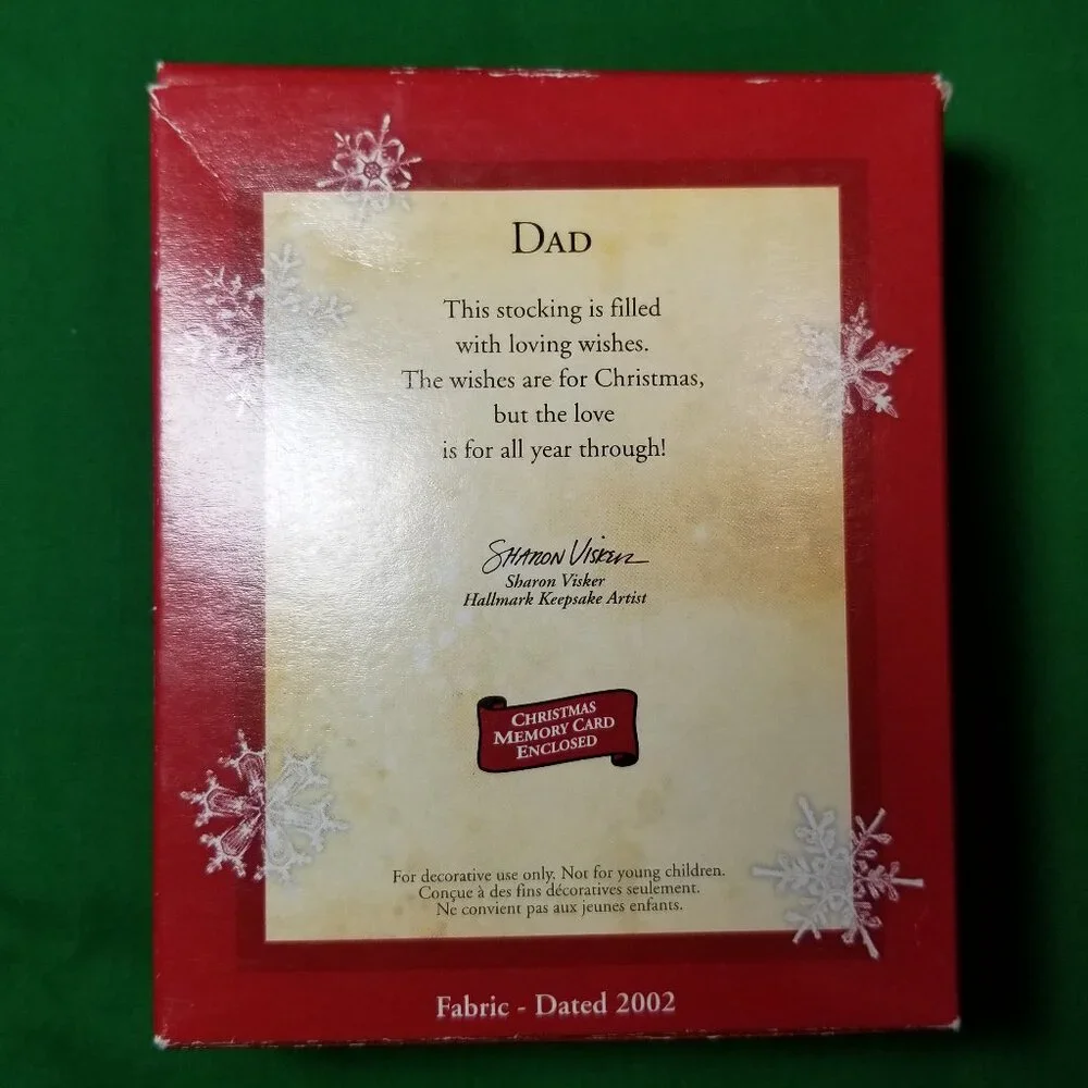 Hallmark Holiday Keepsake‎ 2002 Ornament Stocking Dad Santa Sled Charm Plaid